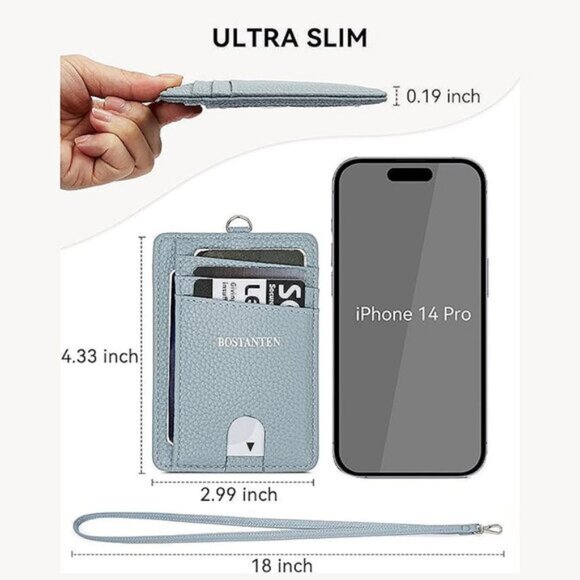 Credit Card Holder for Women S-Blue - Picture 3 of 6